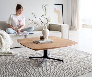 Table basse Talita 90x90 cm orme naturel métal noir